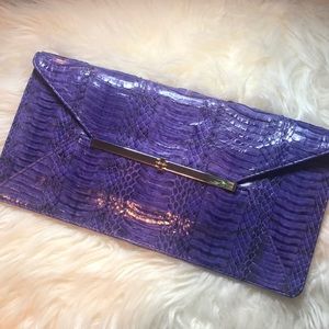 Tory Burch Reptile Purple Clutch